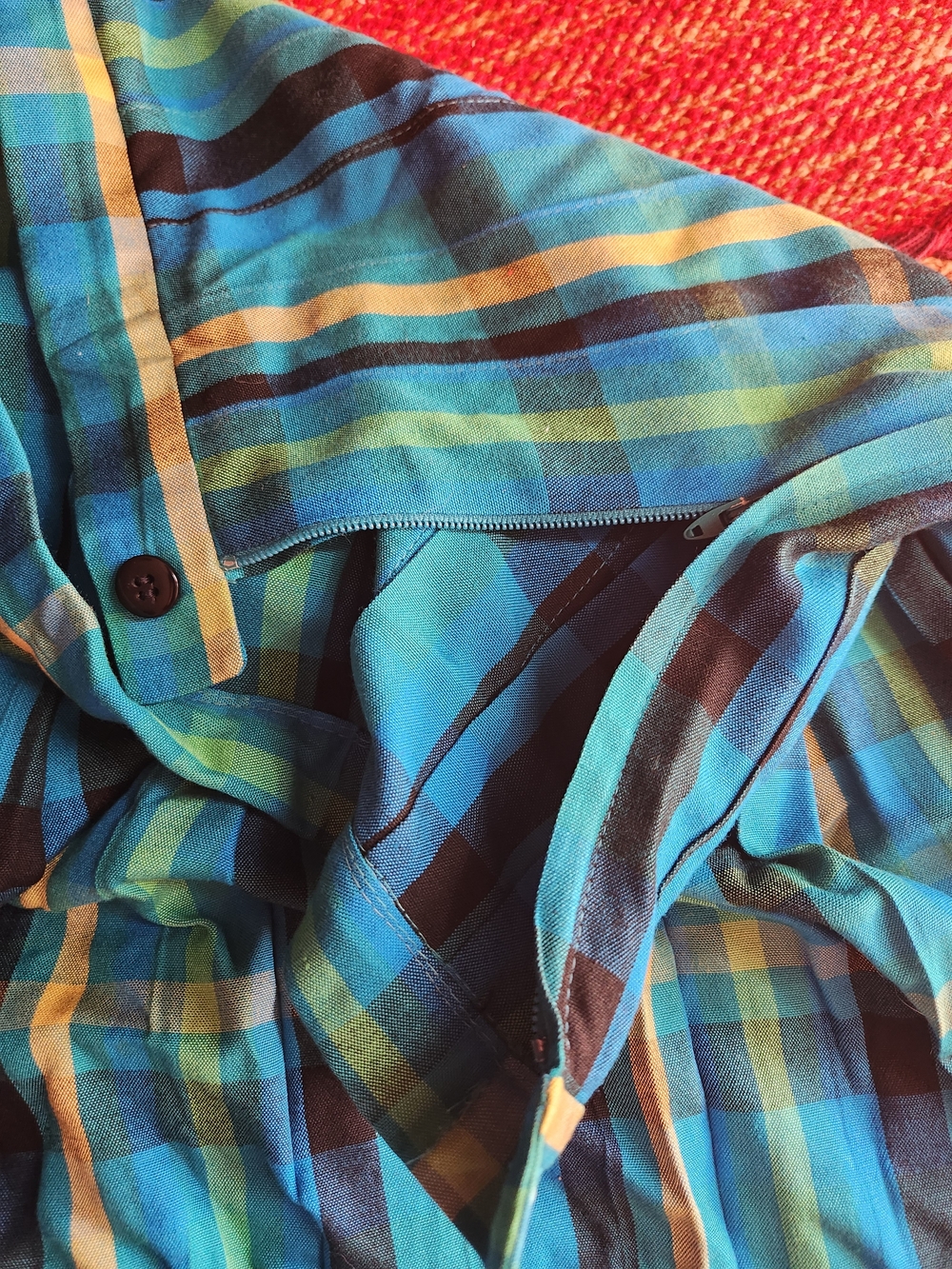 Pendleton Blue Plaid Pleated Midi Skirt with Yellow Accents - Picture 7 of 10
